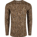Drake Ol' Tom Performance Crew Camo Print LS MO Bottomland Medium
