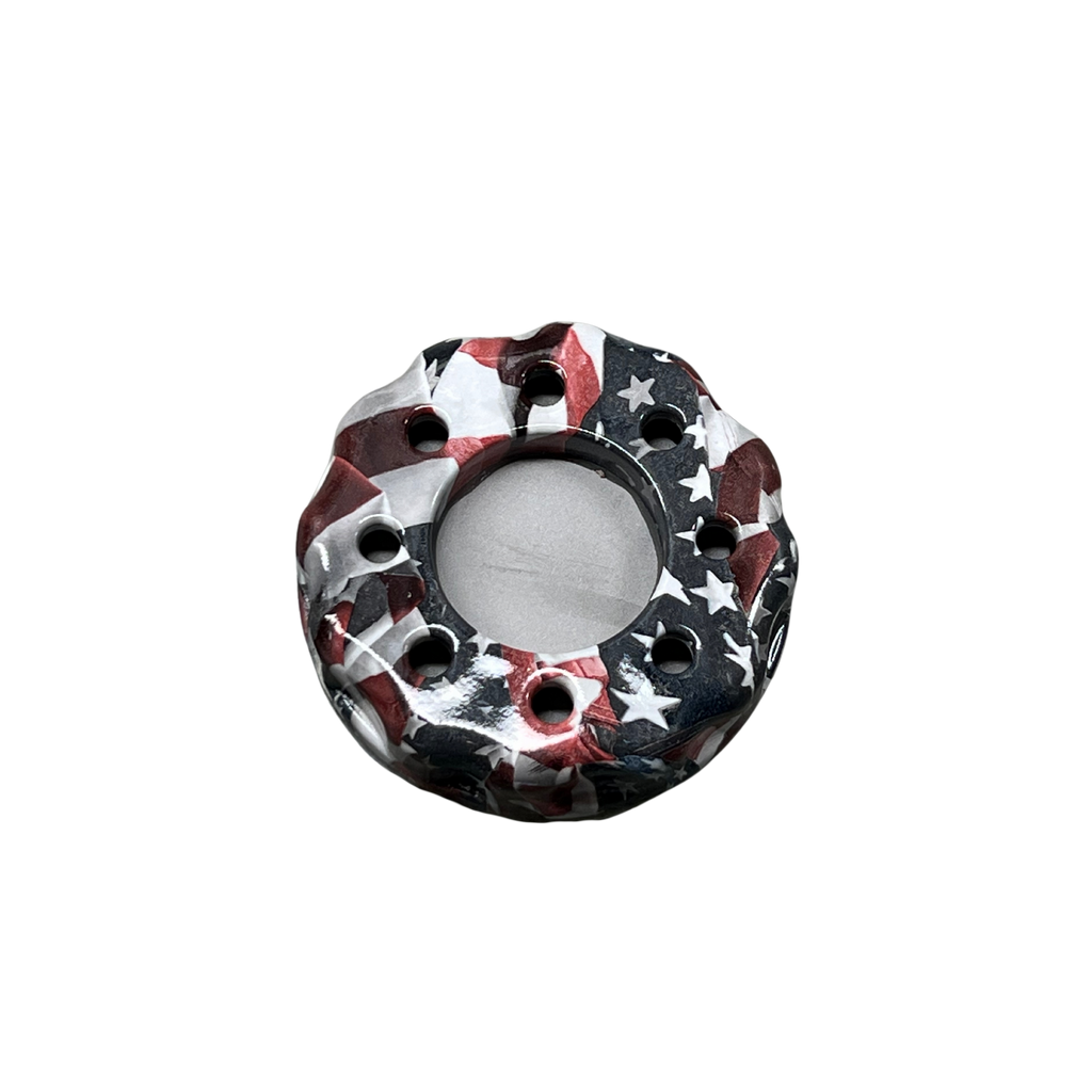 Double Sided Red Slate Top w/ Blasted Aluminum Bottom American Flag Pot Call