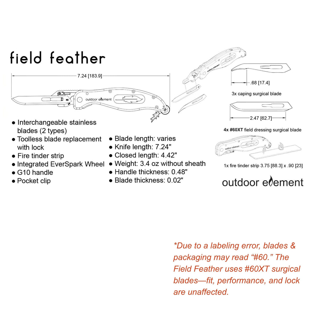 Field Feather - Replaceable Blade Folding Knife