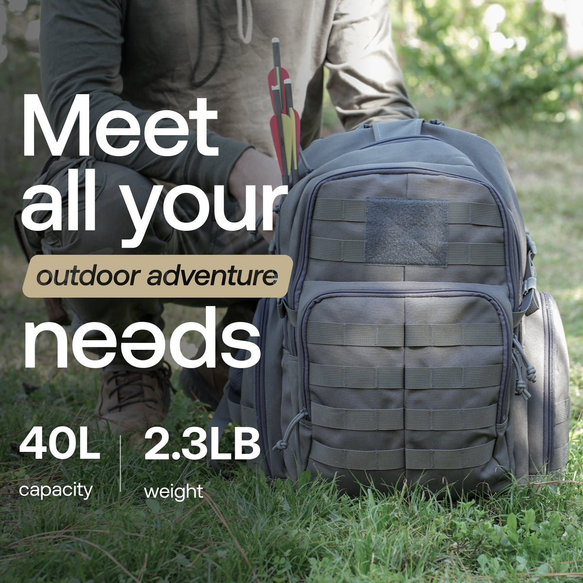Huntex 40L Tactical Backpack in Gray