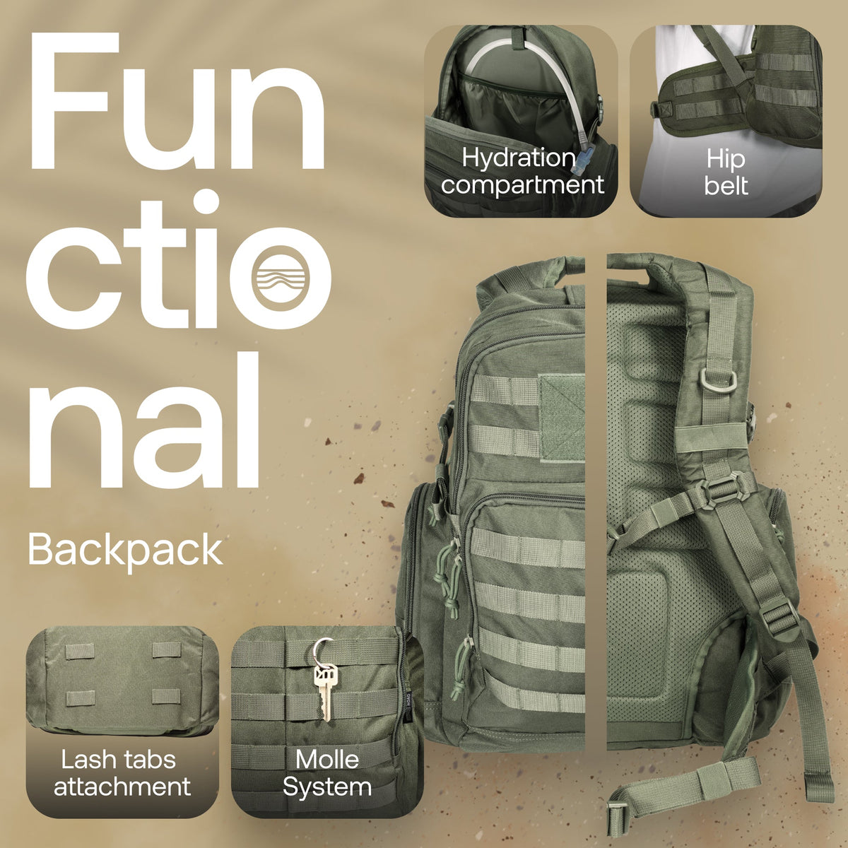 Huntex 40L Tactical Backpack in Ranger Green