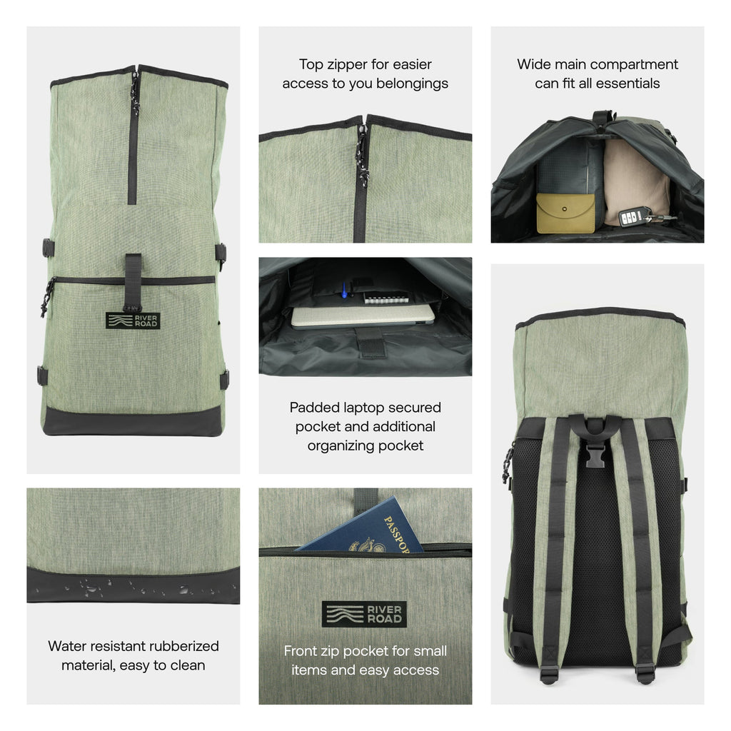 CityRoll Easy Access Backpack - Dark Green - 20 L