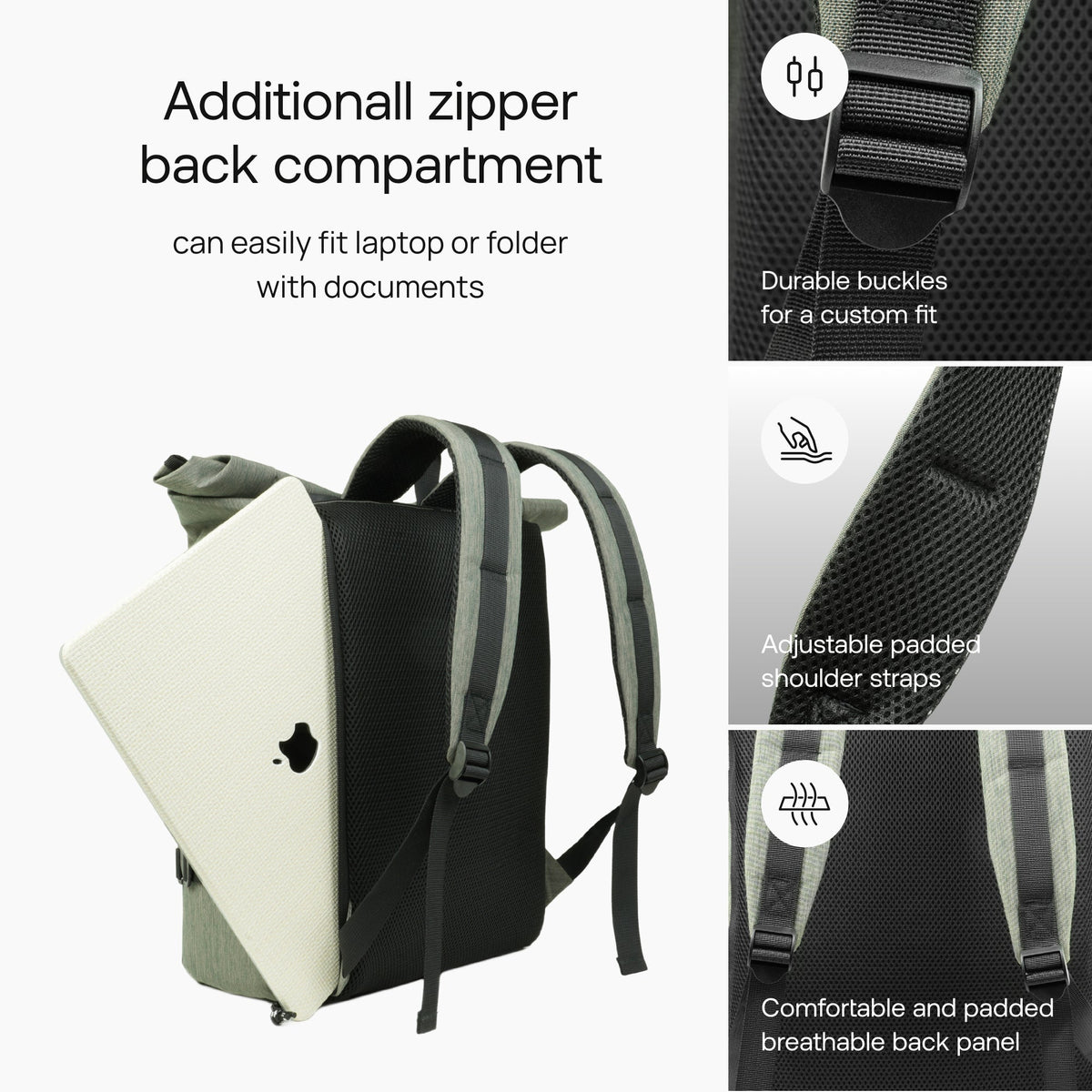CityRoll Easy Access Backpack - Dark Green - 20 L