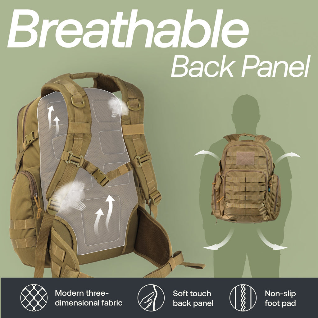 Huntex 40L Tactical Backpack in Khaki