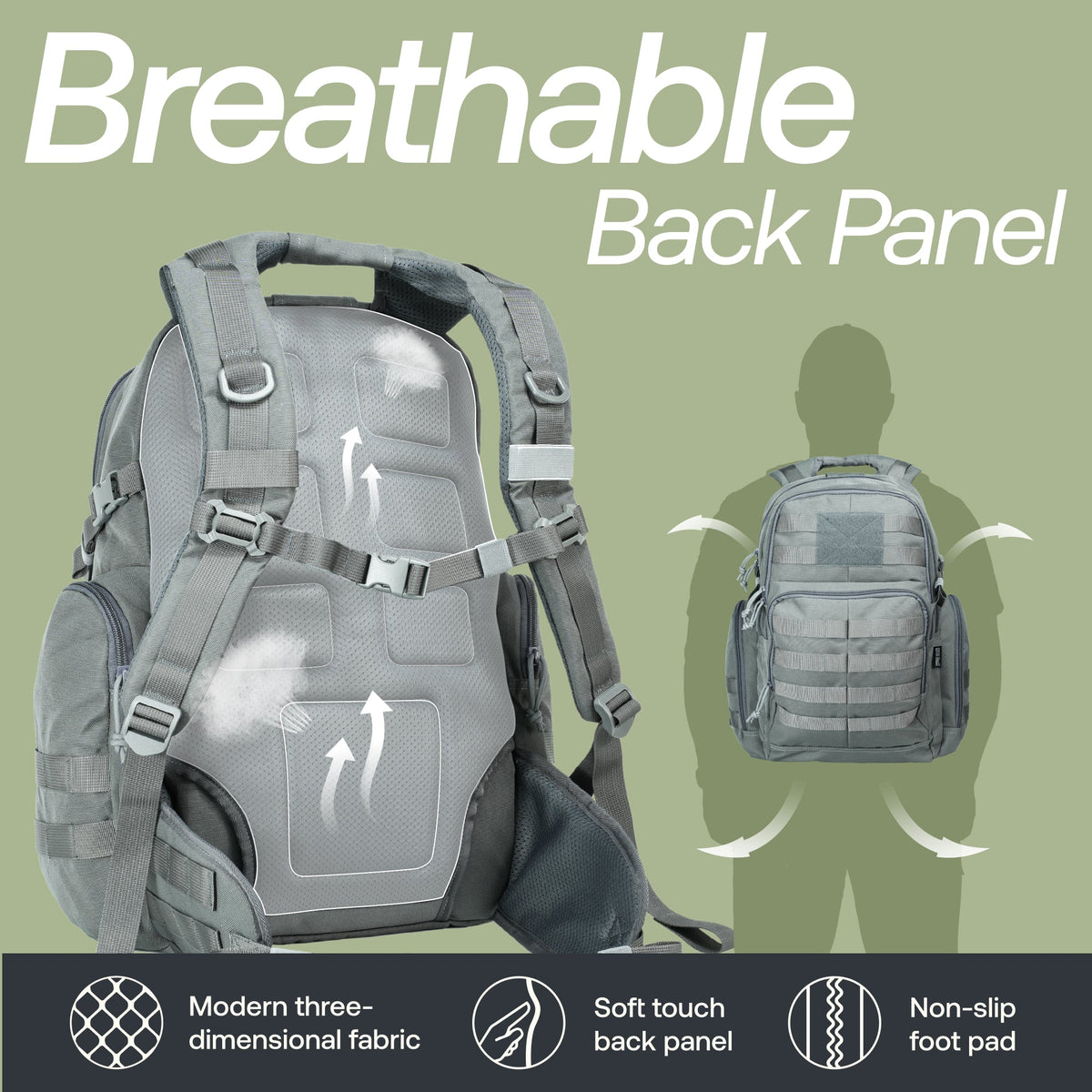 Huntex 40L Tactical Backpack in Gray