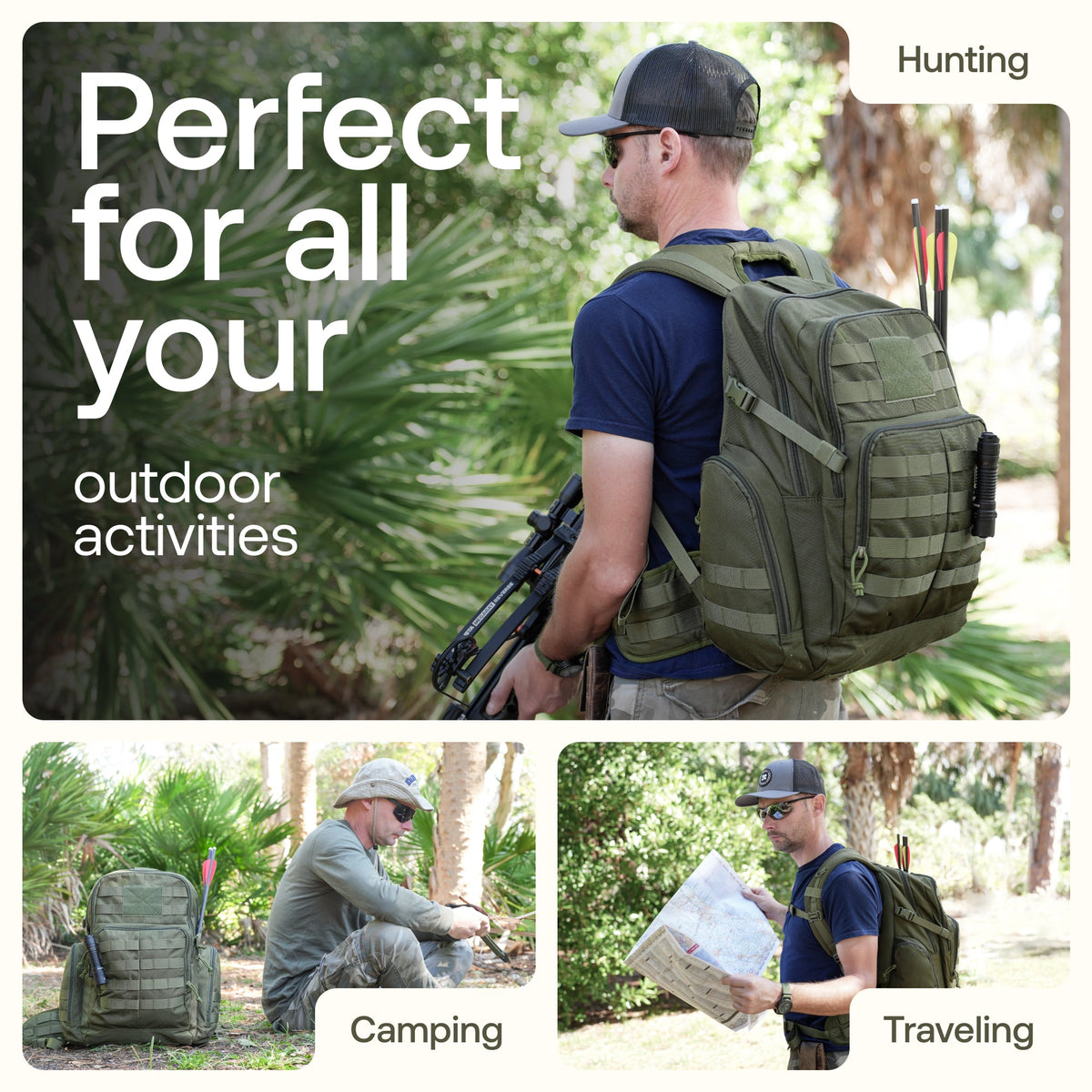 Huntex 40L Tactical Backpack in Ranger Green