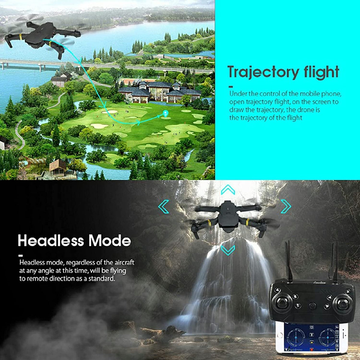 4K HD Dual Camera RC FPV WiFi Portable Wide Angle Foldable Quadcopter Drone